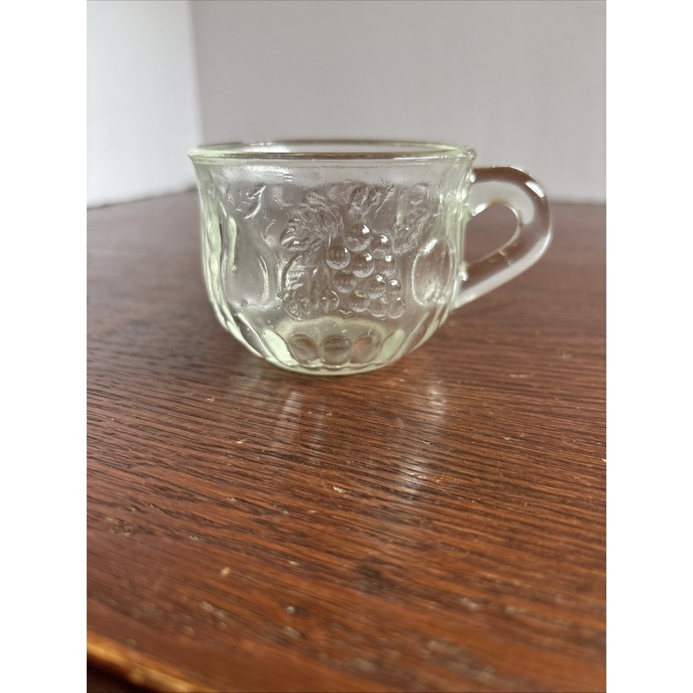 Vintage Jeanette Punch Bowl Cup Clear Glass‎ Fruit Design Replacement
